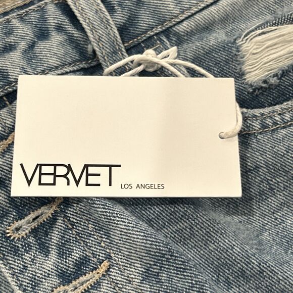 Vervet Beverly Jeans Women 31 Super High Rise Distressed Straight Button Fly New - Picture 5 of 8